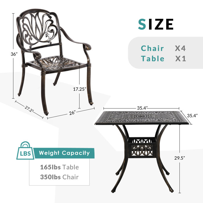 MEETWARM 4 Person Square Outdoor Dining Set & Reviews Wayfair